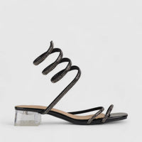 Bulbul Perspex Heel Bling Sandal Pewter LU003 Heels | familyshoecentre