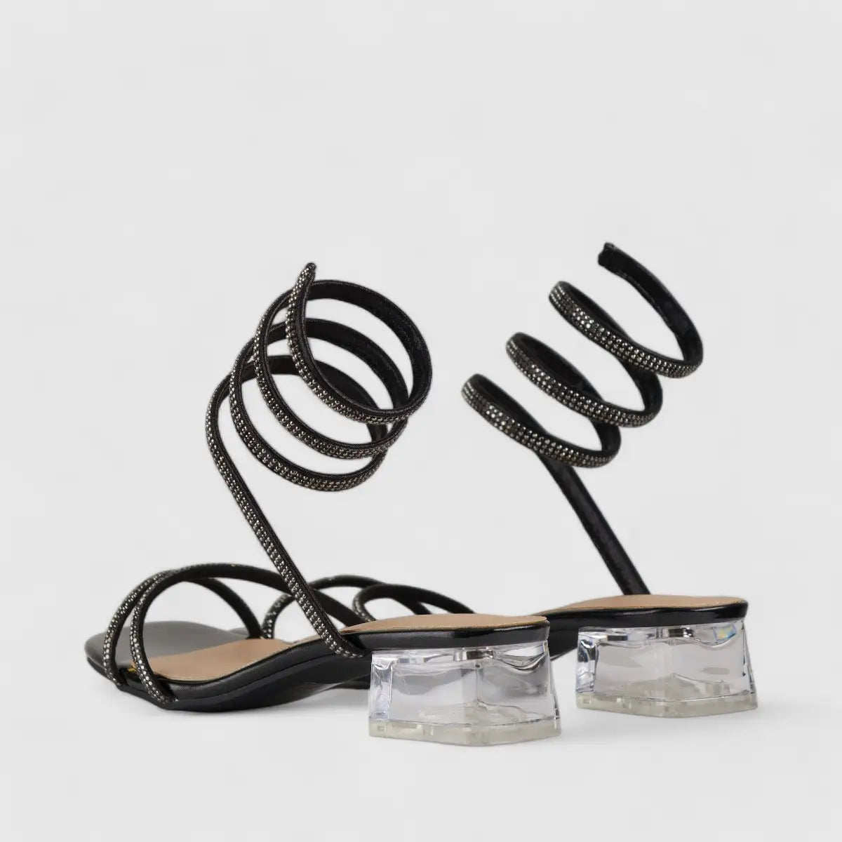 Bulbul Perspex Heel Bling Sandal Pewter LU003 Heels | familyshoecentre