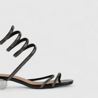 Bulbul Perspex Heel Bling Sandal Pewter LU003 Heels | familyshoecentre