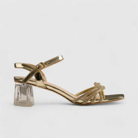 Bulbul Perspex Heel Evening Sandal Gold HAR003 Heels | familyshoecentre