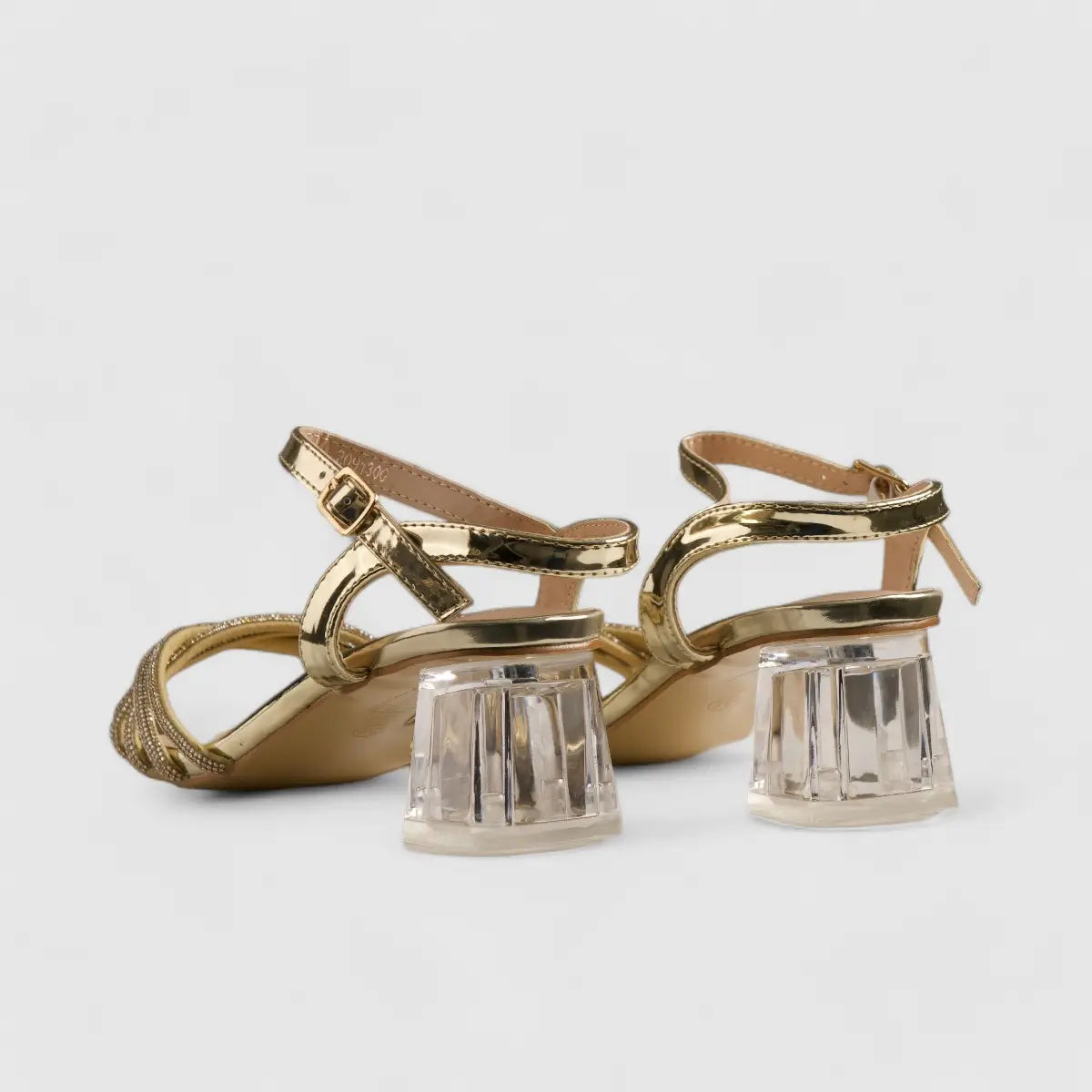 Bulbul Perspex Heel Evening Sandal Gold HAR003 Heels | familyshoecentre