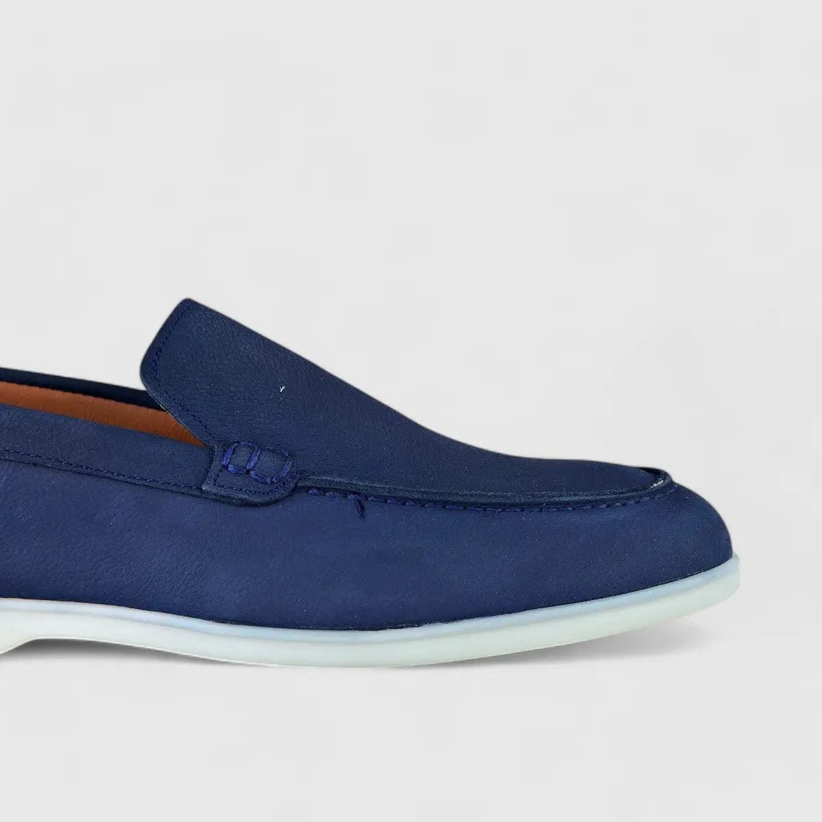 Bulletti Leather Nubuck Slip On Loro Navy Loafers | familyshoecentre