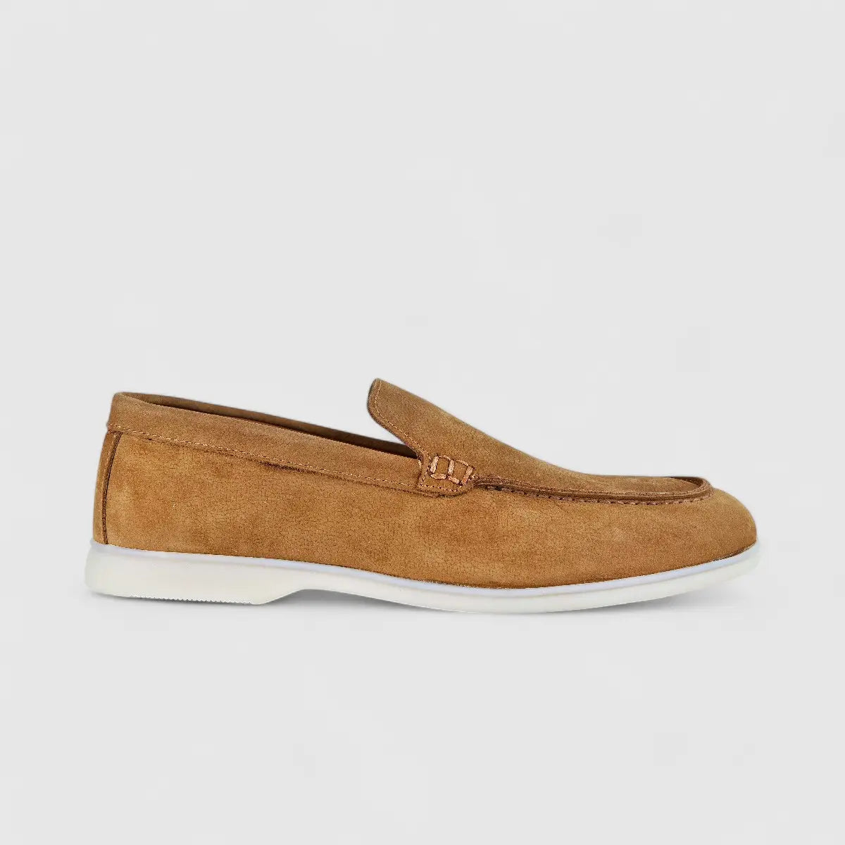 Bulletti Leather Nubuck Slip On Loro Tan Loafers | familyshoecentre