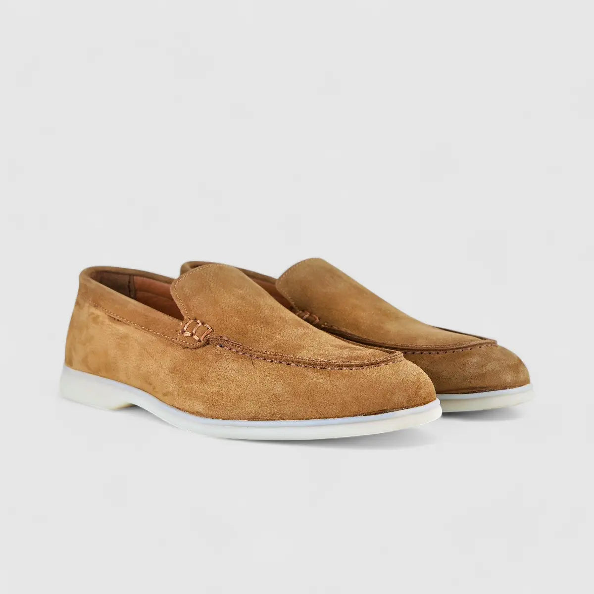 Bulletti Leather Nubuck Slip On Loro Tan Loafers | familyshoecentre