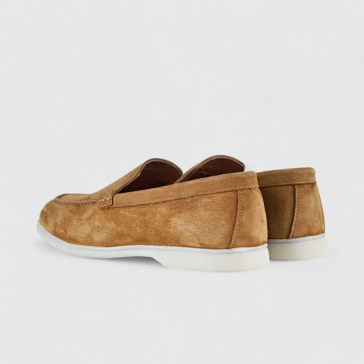 Bulletti Leather Nubuck Slip On Loro Tan Loafers | familyshoecentre