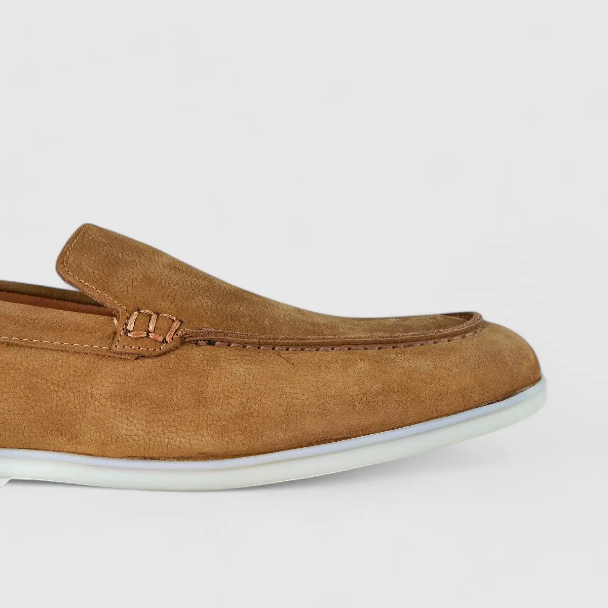 Bulletti Leather Nubuck Slip On Loro Tan Loafers | familyshoecentre