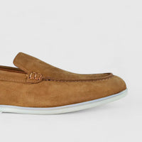 Bulletti Leather Nubuck Slip On Loro Tan Loafers | familyshoecentre
