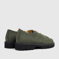 Bulletti Men's B7804M Seawolf Olive lace-up shoes with a chunky black sole, crafted from olive green leather, shown from a