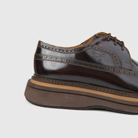 Bulletti Men's Leather Chunky Sole Brogue 124-30 in brown leather, side view showing brogue perforations and thick sole.