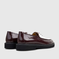 Bulletti Men's Leather Chunky Sole Lace Up B7800M Odyssey shoes in glossy burgundy and white, featuring a chunky black sole,