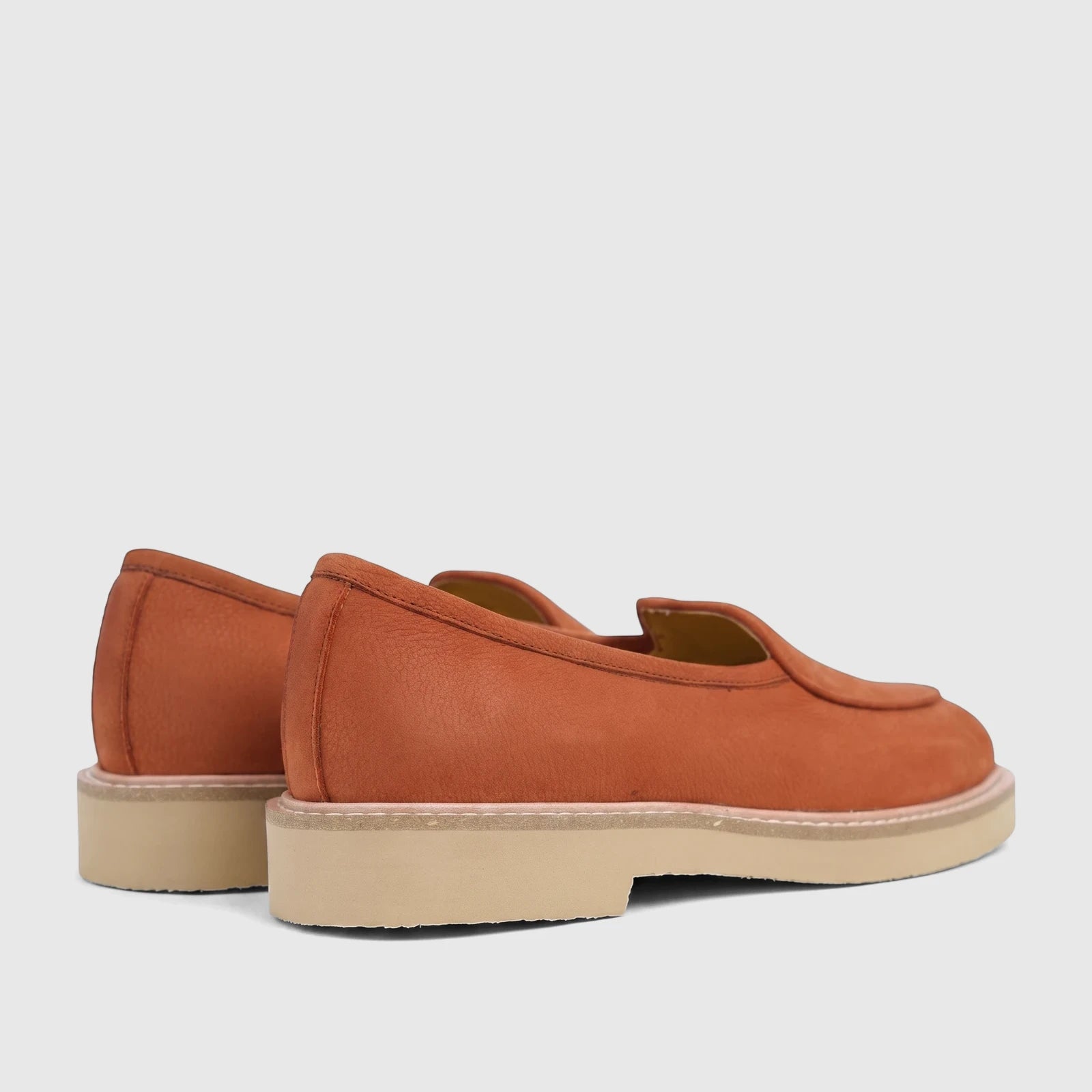 Bulletti Men's Leather Chunky Sole Loafers B7810M in Mariner Orange, showcasing the textured leather and beige chunky sole