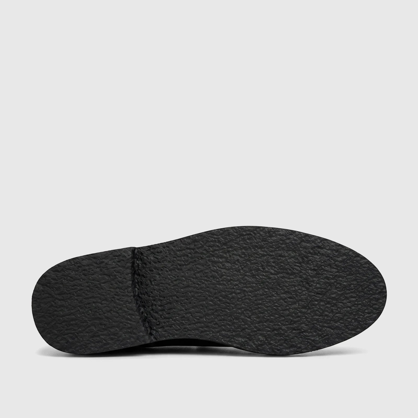 Black chunky sole of a Bulletti Men's Leather Lace Up shoe, showcasing its textured grip and durable design.