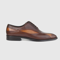 Bulletti Mens Leather Dress Lace Up 2-835 Brown BC71 shoe in brown leather with lace-up closure, side profile view.