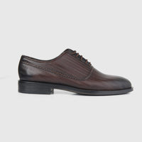 Bulletti Men's Leather Dress Lace Up 24-491 Brown BC78 shoe in brown leather with textured finish, side view