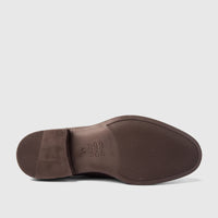 Bottom view of a Bulletti Men's Leather Dress Slip On With Tassel shoe sole in brown, featuring a textured anti-slip design.