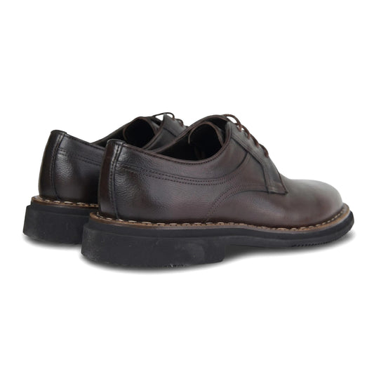 Bulletti Men's Leather Chunky Sole Lace Up 96-361 Brown BC76 shoes in dark brown leather, side and heel view