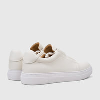 Pair of Bulletti Men's Leather Sneaker White HASM-006, featuring a pebbled texture and thick white soles, viewed from the