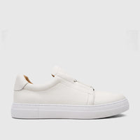 Bulletti Men's Leather Sneaker White HASM-006, featuring a pebbled leather upper, viewed from the side profile.