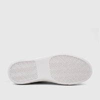 Bulletti Men's Leather Sneaker in white/red, shown from the underside, highlighting the sole's unique zigzag traction