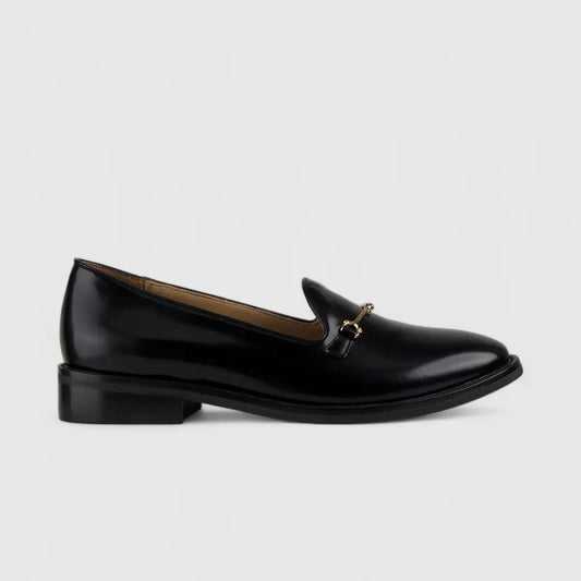 Morbido Leather Moc Pump Loafer Black NSH500-18
