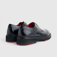 Formales Men's (UK4 TO UK12) Leather Chunky Sole Lace Up With Punched Toe 0234 Black Hi Shine FC140