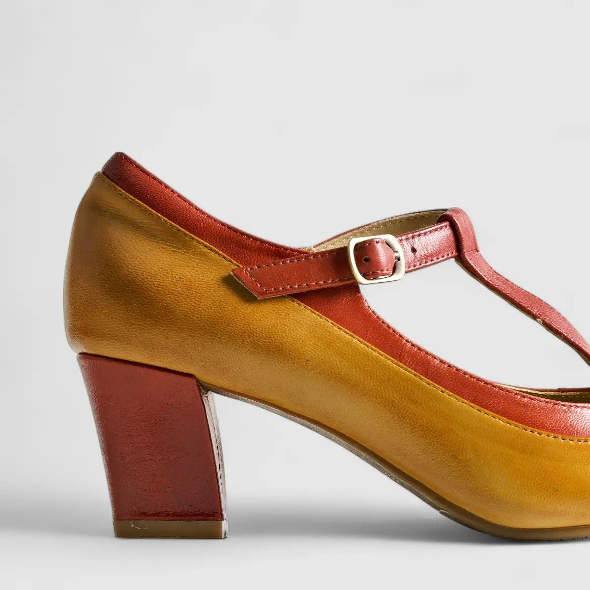 Bulbul Leather Heel Olive/Brown HA2512 Heels | familyshoecentre