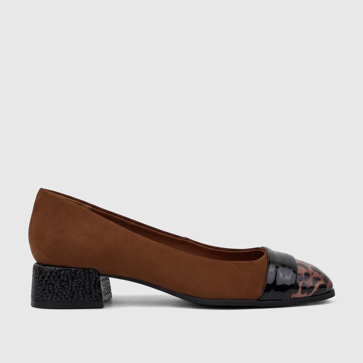 A single Capelli Rossi 12366 ladies block heel court shoe, crafted from tan brown leather with a suede-like finish on the