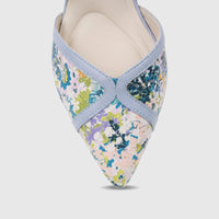 Capelli Rossi Leather Ladies Pump 12055 Blue CR82 featuring a vibrant floral print and elegant pointed toe, detailed front