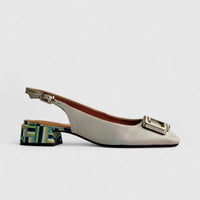 Capelli Rossi Leather Ladies Block Heel Court 11544 White CR70