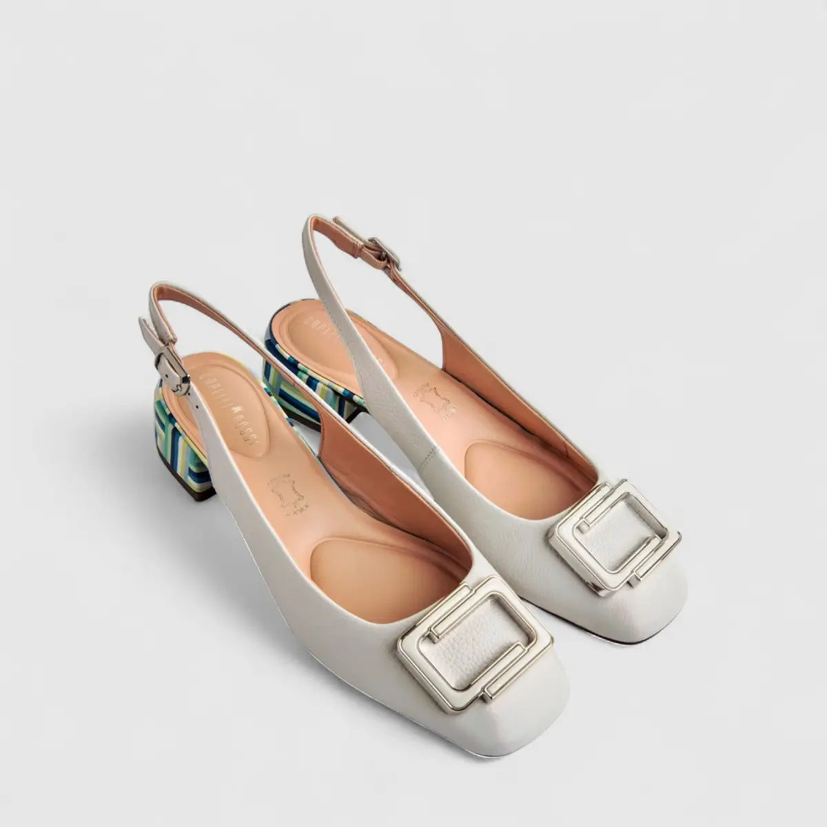 Capelli Rossi Leather Ladies Block Heel Court 11544 White CR70