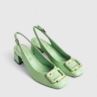 Capelli Rossi Leather Ladies Block Heel Court 11597 Green CR68