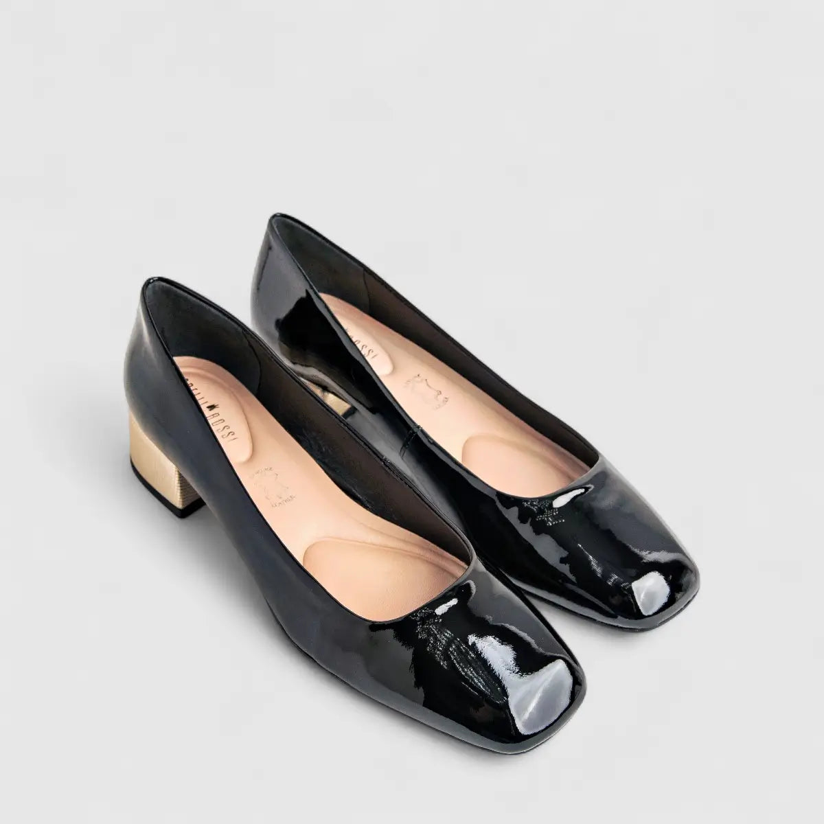 Capelli Rossi Leather Ladies Block Heel Court 11355 Black Patent CR57