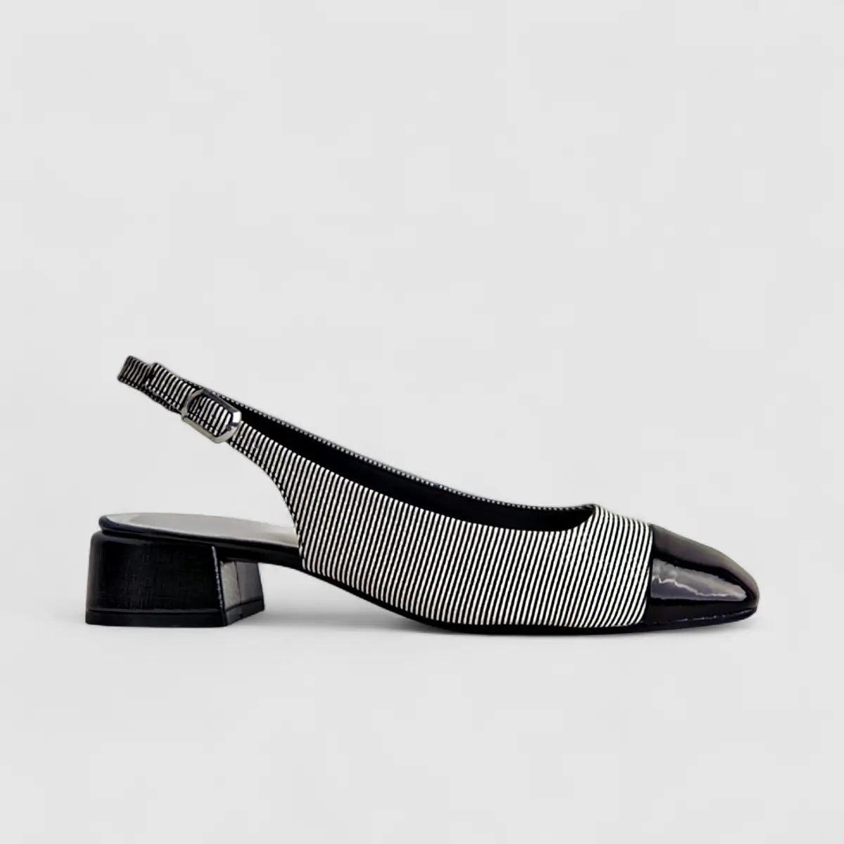 Capelli Rossi Leather Ladies Block Heel Court 11542 Black White CR50