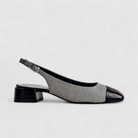Capelli Rossi Leather Ladies Block Heel Court 11542 Black White CR50