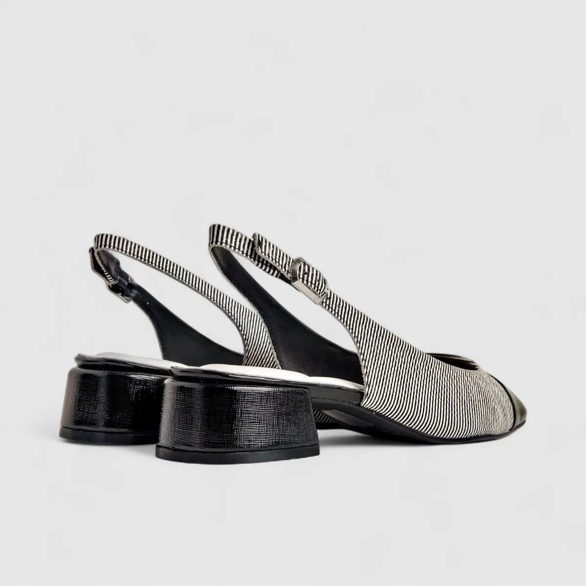Capelli Rossi Leather Ladies Block Heel Court 11542 Black White CR50