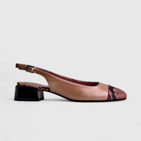 Capelli Rossi Leather Ladies Block Heel Court 11542 Pink Snake CR51