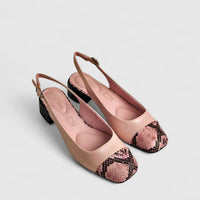 Capelli Rossi Leather Ladies Block Heel Court 11542 Pink Snake CR51