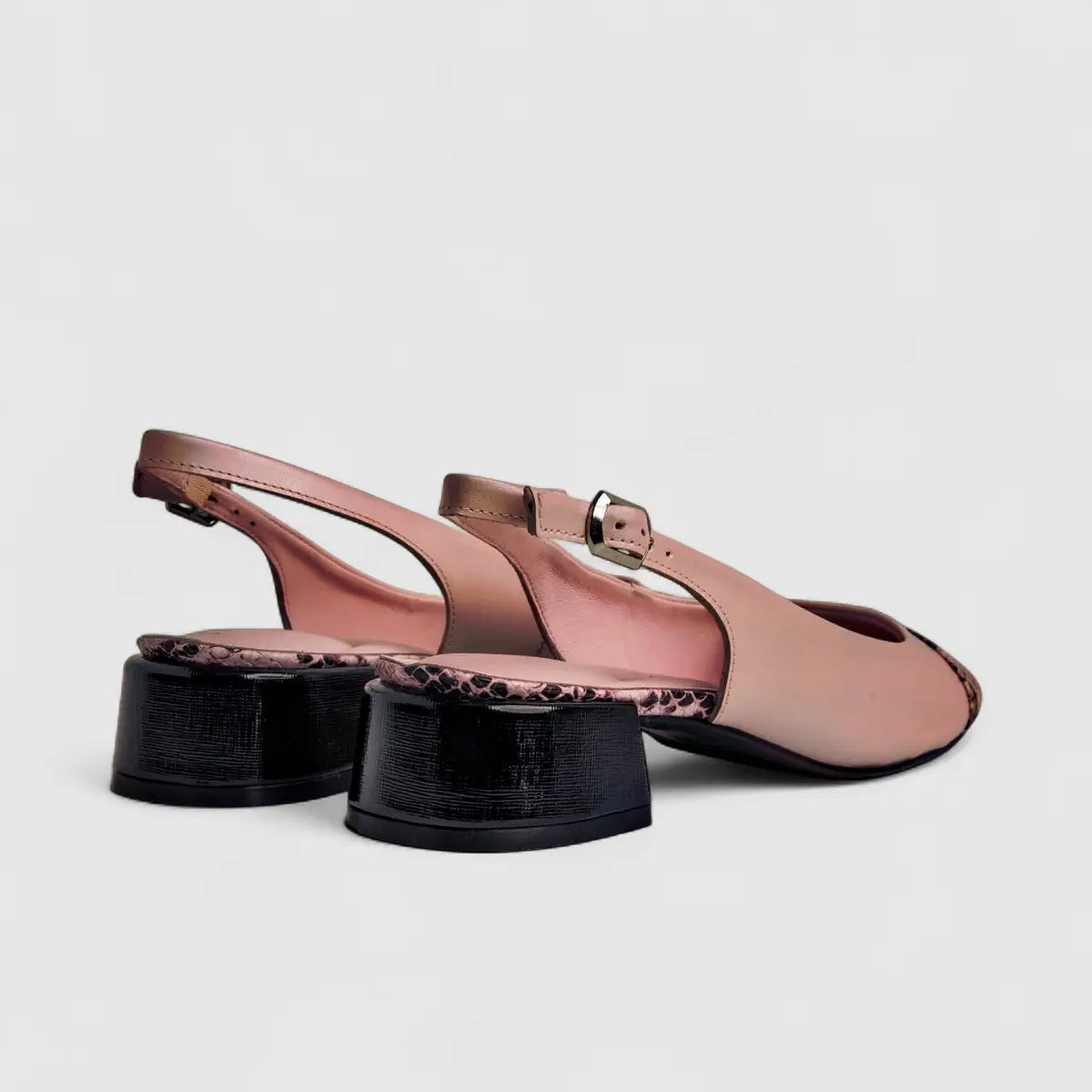 Capelli Rossi Leather Ladies Block Heel Court 11542 Pink Snake CR51