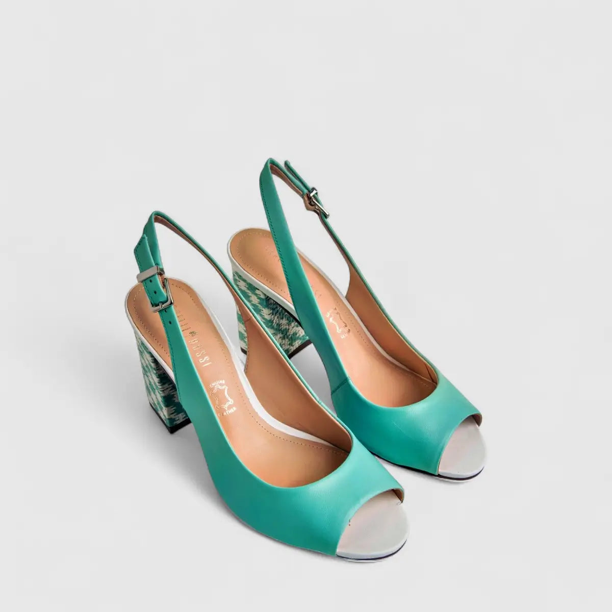 Capelli Rossi Leather Ladies Block Heel Sandal 6446 Blue CR54