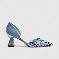 Capelli Rossi Leather Ladies Court Shoe 8779 Blue Floral CR59