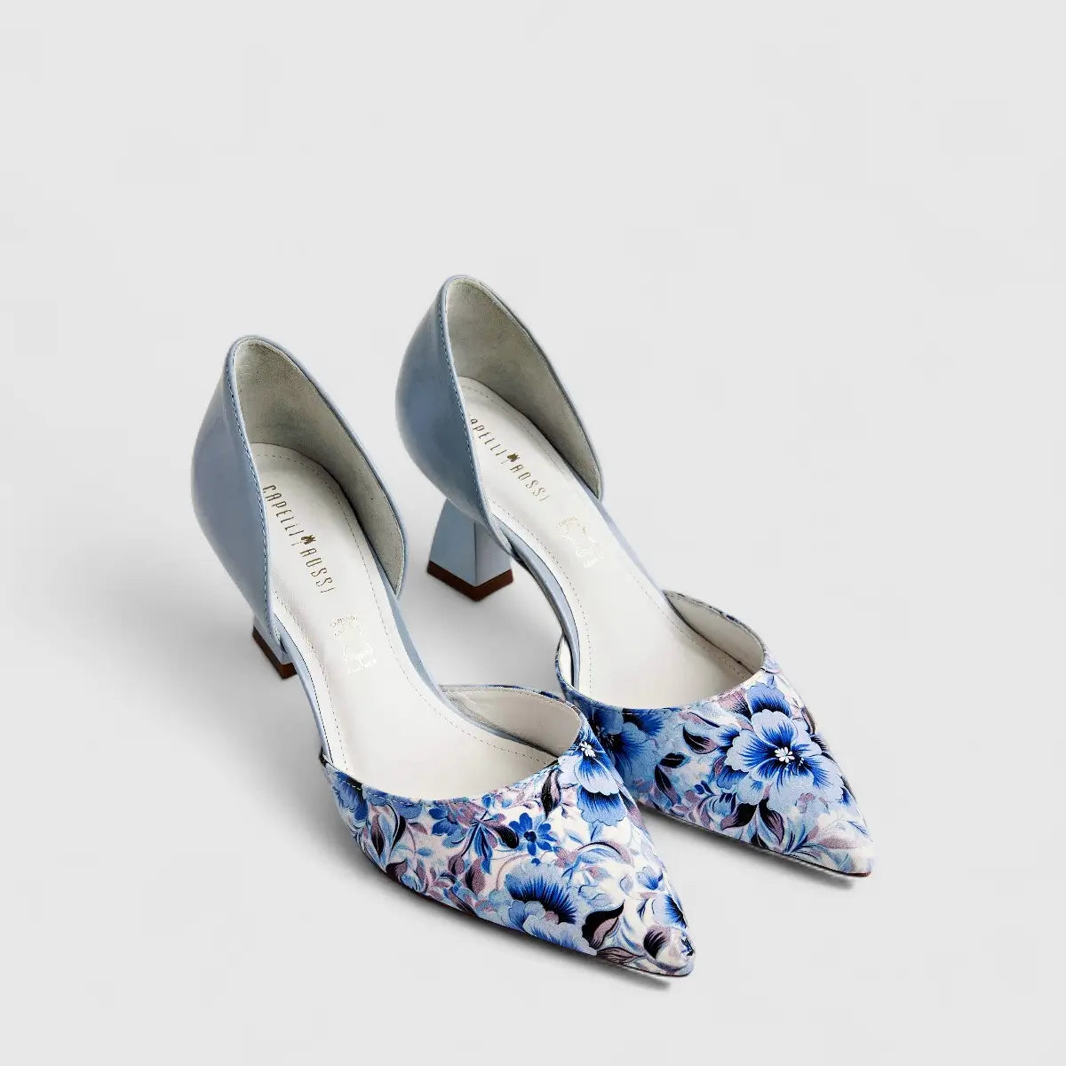 Capelli Rossi Leather Ladies Court Shoe 8779 Blue Floral CR59