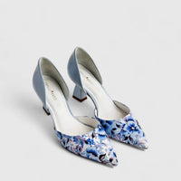 Capelli Rossi Leather Ladies Court Shoe 8779 Blue Floral CR59