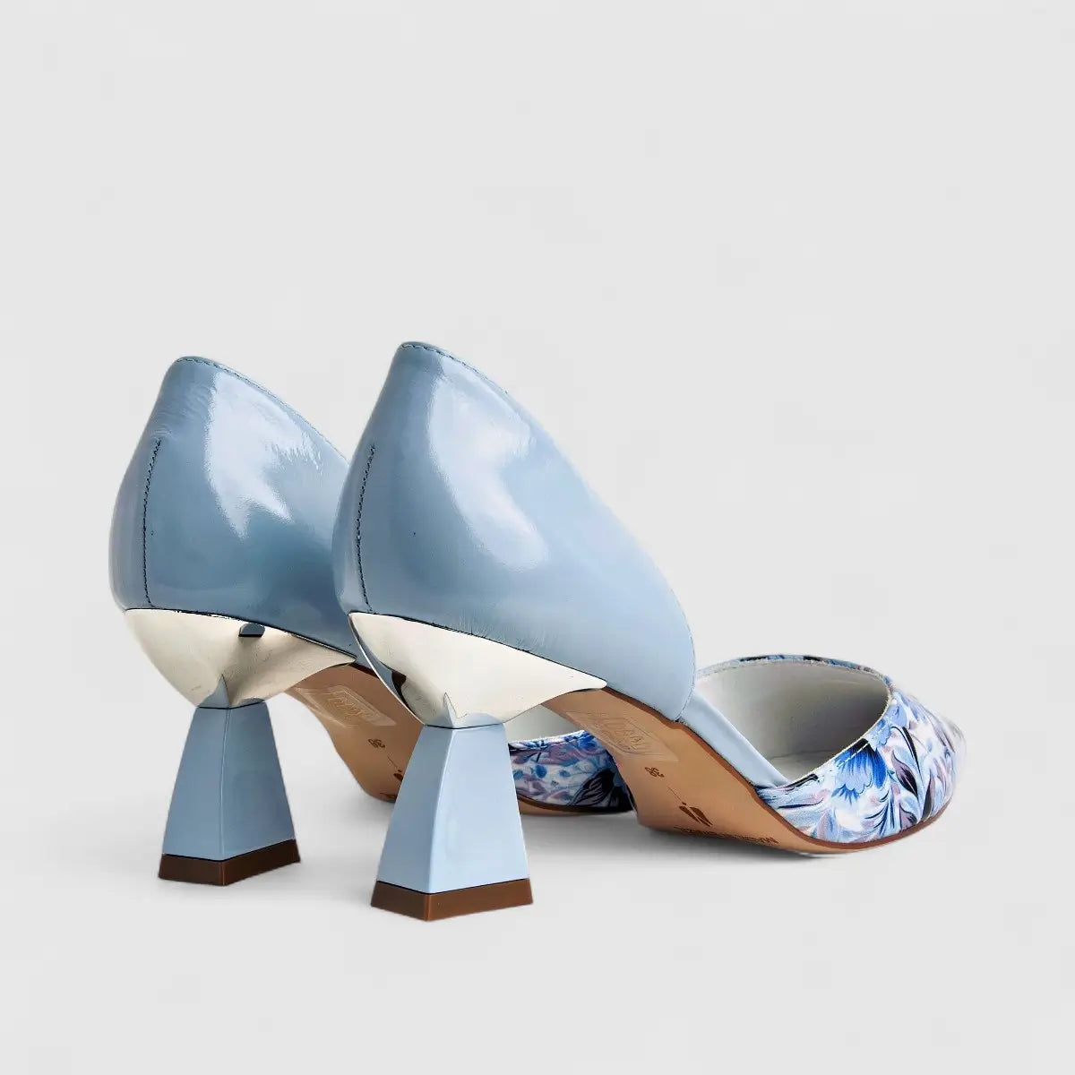 Capelli Rossi Leather Ladies Court Shoe 8779 Blue Floral CR59