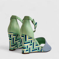 Capelli Rossi Leather Ladies Wedge Sandal 11541 Green CR71