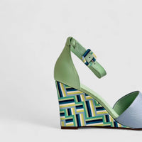 Capelli Rossi Leather Ladies Wedge Sandal 11541 Green CR71