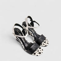 Capelli Rossi Leather Ladies Wedge Sandal 11540 Black White CR62