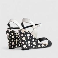 Capelli Rossi Leather Ladies Wedge Sandal 11540 Black White CR62
