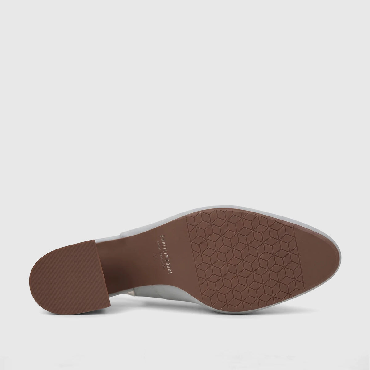Capelli Rossi Leather Ladies Slingback Block Heel Court shoe, size 37, in powder blue, showing the brown sole with geometric