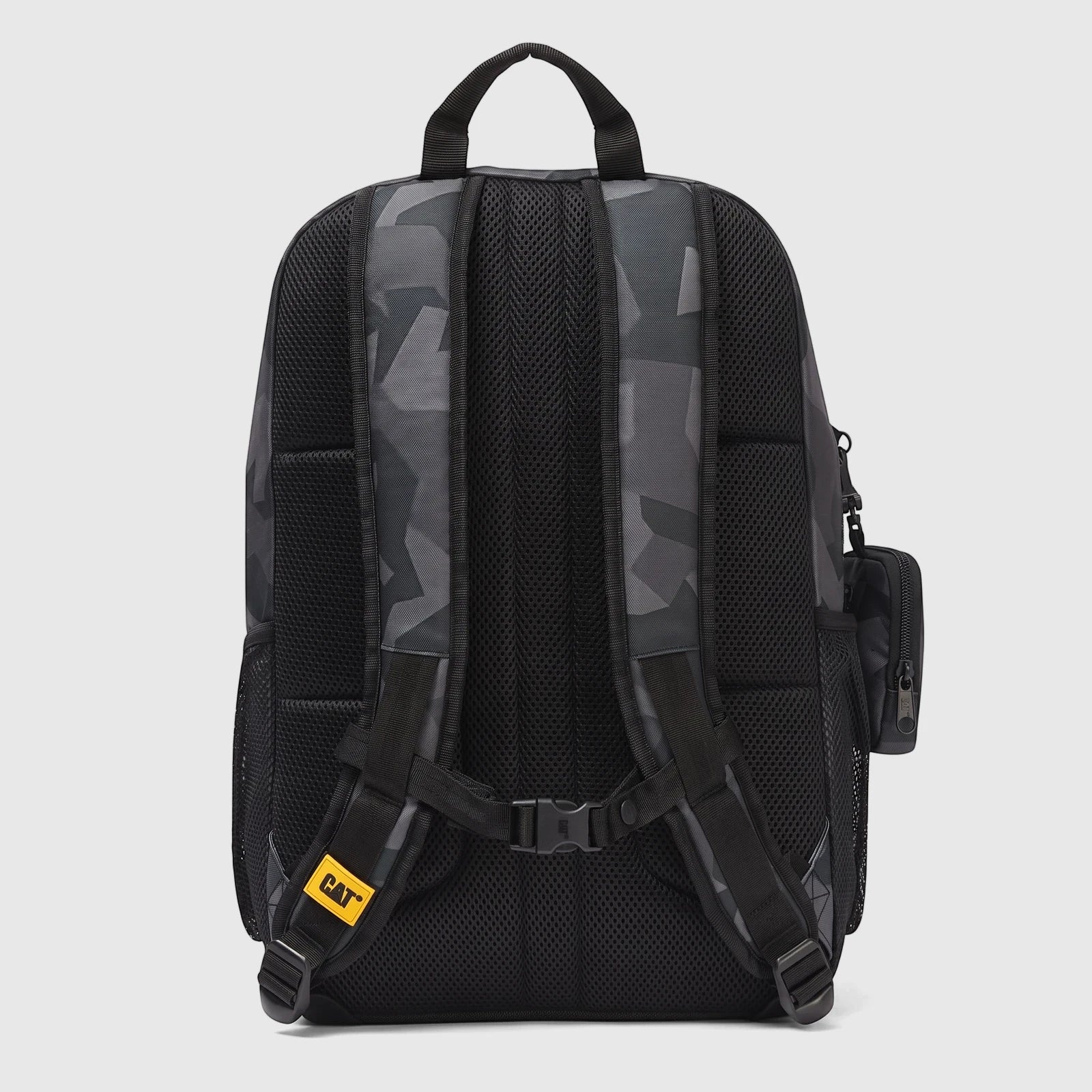 Cat Bernard backpack with mini pouch in fractal camo olive, featuring a padded back panel and adjustable shoulder straps,