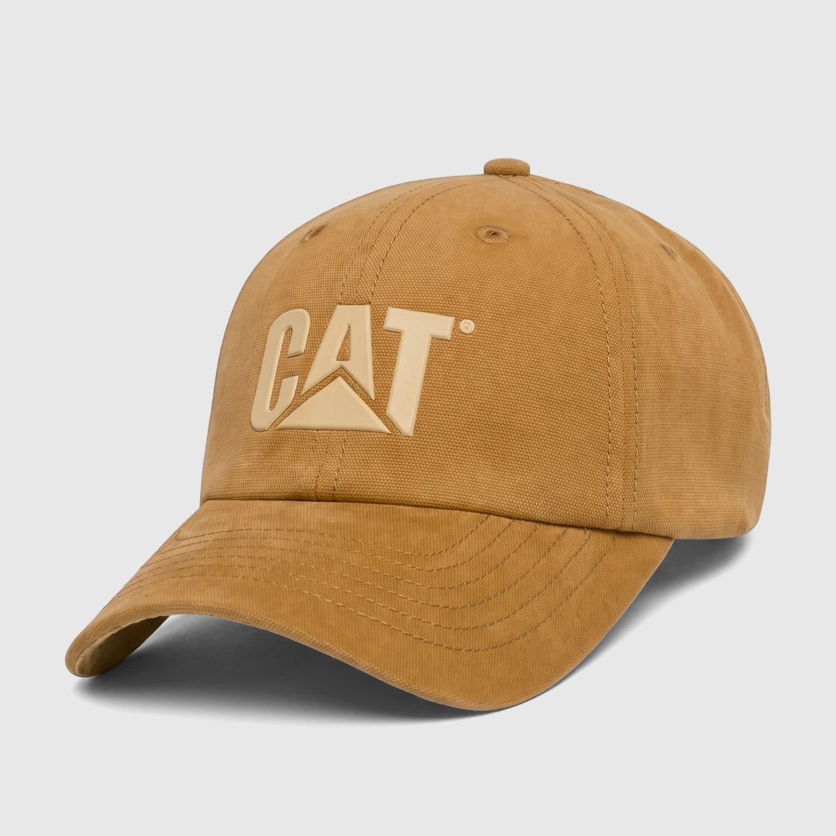 Bronze Cat Design Mark baseball cap with an embossed 'CAT' logo on the front, displayed at a slight angle.